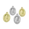 Charms 25x39MM Ciondolo ovale in acciaio inossidabile con moneta Vergine Maria per collana di moda fai-da-te Accessori per gioielli