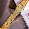 Kvinnors klockor högkvalitativ 24k guld no fade mässing Band Women Watches Diamond Small Dial Square Fashion Luxury Wristwatch för Lady Retro 230725