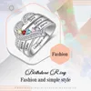 Bröllopsringar 925 Sterling Silver Personlig 1-8 Namn Carved Ring With Birthday Stone Set Wedding Heart Ring Lämplig för kvinnors mors dag Gift 230725