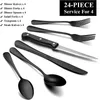 Set di posate Set di posate da 24 pezzi con coltelli da bistecca Posate in acciaio inossidabile Servizio di posate per 4 stoviglie Utensili per mangiare