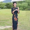 Ethnic Clothing Chinese Traditional Retro Cheongsams For Women Elegant Mid Dress Qipao Daily Autumn Girls Bodycon