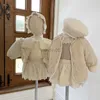 Down Coat 2023 Korean Spring Autumn Infant Girls Outerwear Cotton Solid Long Sleeve Jacket Warm Botton Solid Toddler Girls Outfit HKD230725