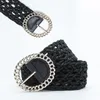 Simple Bohemian Cotton Woven Women's Wide Waist Seal Elegant Big round Buckle Decorative Dress Belt Female Width 5.5