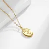 Kettingen Frankrijk Dainty Stainless Steel 18k Gold Plated Rose Flower Ketting Partij Sieraden Vrouwen Charme Ovale Hanger