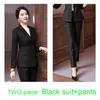 Women's Suits High-quality Dark Blue Checked Dress Two-piece Female Business Uniform Autumn And Winter Leisure Office Suit