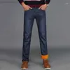 Men's Jeans Men Winter Thermal Jeans Fleeced Lined Denim Long Pants Casual Warm Trousers For Office Travel FO Sale1 L230725