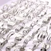 En gros 50 pcs En Acier Inoxydable Bande Anneaux Pour Hommes Femmes Argent Plaqué Or Bijoux De Mode Accessoires Cadeaux De Fête Mix Lot