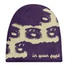 Beanie/Skull Caps Unisex winter cool cartoon gezicht afdrukken gebreide winddichte warme hoed mannelijke punk hiphop mode koude hoed y2k hoeden 230724