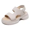 Sandaler sommarskor 9469 för kvinnor högkvalitativa trender Enkel äkta läder 2024 Öppen tåplattform Comfy