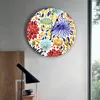 Orologi da parete Geometrico Colorato Fiori Radianti Orologio Grande Cucina Moderna Sala Da Pranzo Camera Da Letto Silenziosa Orologio Appeso