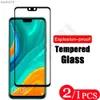 2-1 pièces 9H pour Huawei Y6 2019 Y6P Y7 pro Y7P Y7A Y8P Y8S Y9 prime Y9S Y9A Y5 lite 2018 protecteur d'écran de téléphone en verre trempé Film L230619