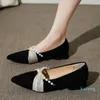 Dress Shoes Shallow Fashion Bead Women Loafers Autumn Designer Mid Heels Suede