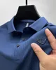 Herrpolos lyxiga högkvalitativa isilke kortärmad t-shirt för mäns sommarhög elasticitet andningsbar toppmärke tryckt lapel casual polo shirt 230724