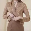 Bluzki damskie Summer Kobiet Koszulka jedwabna plamka z długim rękawem w szpic mikro-perkunnym top