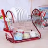 Storage Baskets S-Shaped Dish Rack Set 2-Tier Chrome Stainless Plate Cutlery Cup Tableware Tray Drain Bowl Kitchen Shelf Basket