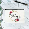 꽃 화환 개인화 된 bridemaid 메이크업 가방 여행용 세기량 주최자 화장품 가방 커스텀 선물 캔버스 파우치 여자 여행 선물