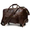 Duffelpåsar Sbirds läder handhållen resväska med hjul mäns resväska rullande bagageväska 230724