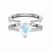 Vente chaude S925 amour en argent sterling double bague en pierre de lune incrustée de diamants pour la conception de la petite foule des femmes se sentant simple