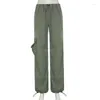 Vrouwen Broek Zomer Mode Slanke Effen Kleur Zakken Laagbouw Vrouwen Cargo Baggy Broek Y2k Joggers Straight Ankle Gestreepte