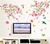 Wall Stickers 3d Pink Removable Peach Plum Cherry Blossom Flower Butterfly Art Decal Home Sticker Room Decor