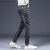 Mäns jeans män jeans märke mager svarta män smala fit denim joggers sträcka manliga jean blyerts byxor mode casual sportkläder l230725