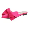 Sandales printemps et été chaussures pour femmes coréen soie satin pointu nœud papillon pantoufles Baotou talon plat ensembles semi 230724