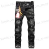 Mens Jeans Men's Designer Black Skinny Fit Patch Light Wash Ripped Motorcycle Rock Fashion Open Luxury Trousers Menswear US Size 28-38 T230725