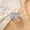 Bröllopsringar 925 Sterling Silver Personlig 1-8 Namn Carved Ring With Birthday Stone Set Wedding Heart Ring Lämplig för kvinnors mors dag Gift 230725