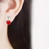 Boucles d'oreilles à tige mignon petit coeur de pêche rouge couleur argent vis pour femmes filles enfants enfants bijoux Orecchini Aros Aretes