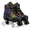 Inline Roller Skates Roller Skates Flash 4 Wheels Shoes Black Artificial Leather Adult Double Row Quad Sneakers Outdoor Indoor Sport Roller Shoes HKD230720