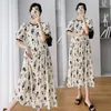 Moderskapsklänningar moderskapsklänningar sommar temperament veckad casual klänning koreansk lös blommig kortärmad mode graviditet kjol 230724