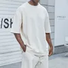 Herrspårar Hiphop Casual Street Summer Bboy Two-Piece Set West Round Neck T-Shirt Jacket Skateboard Shorts kläder