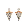 Orecchini pendenti Temperamento di moda per le donne Triangolo geometrico Pizza Design creativo Anguria a forma di ventaglio
