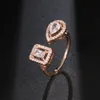 French Fashion Mesk Uno Square moving diamond water drop diamond hollow ring, couple double row full diamond ring Designer Jewelry MESK-024