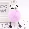 Bonito llavero con forma de bola de pelo de Panda, regalo para amantes, bolso de felpa para mujer, colgante para llavero de coche