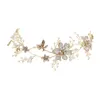 Hair Clips Floralbride Golden Alloy Handmade Wired Rhinestone Crystal Pearls Flower Wedding Headband Bridal Accessories Women Jewelry