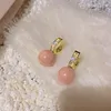 Dangle Earrings Exquisite U Shaped Pink Pearl For Women Luxury Young Girls Zircon Setting Gold Color Drop Earring Jewelry B1