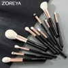 Ferramentas de maquiagem Zoreya Black Makeup Brushes Definir escovas de cabelo naturais Fundação em pó sobrancelha