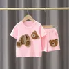 Kläderuppsättningar Personlig babyflicka Summer Cartoon Short Sleeved Pullover Loose T Shirts Tops and Shorts Kids Suits Boys 230724