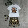 Vintage Print Survêtements Tenues Femmes Casual T-shirt et Shorts Pantalons Deux Pièces Ensembles Free Ship