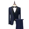 Abiti da uomo Uomo Smoking Sontuoso Prom Slim Fit Abito da sposa Casual Blazer rosso Gilet Pantalone Collo a scialle solido Costume da sposo Homme