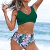 Costumi da bagno da donna Costumi da bagno grandi leopardati Taglie forti Set tankini Abbigliamento da spiaggia femminile Costume da bagno in due pezzi Piscina sportiva Nuoto da donna