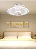 シャンデリアモダンミニマリストの白い塗装鉄天井ファンライトクリスタル装飾アクリルLED照明調光室ランプAC220V