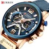 Armbandsur Curren Casual Sport Watches For Men Top Brand Luxury Military Leather Wrist Watch Man Clock Fashion Chronograph Wristwatch 230724