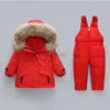 Daunenmantel 2023 Winterkleidungsset für kleine Jungen, Echtpelz, für Babys, Mädchen, Daunenjacke, Mantel, verdickt, warm, für Kleinkinder, Jungen, Overalls, 1–4 Jahre, Kind, Schneeanzug, HKD230725