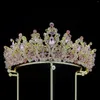 Hair Clips DIEZI Baroque Handmade Purple Crystal Crown Tiara For Women Wedding Party Elegant Luxury Bridal Dress Accessories