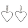 Boucles d'oreilles pendantes ZHINI mignon coeur creux grand pour les femmes 2023 mode charmant Zircon cristal goutte boucle d'oreille bijoux de fête