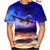 Herren T-Shirts 2023 Flugzeug-Militärhemd mit blauem Aufdruck-Design, Herren-Kurzarm-T-Shirt