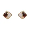 Stud Earrings Vintage Coffee Color Stone For Women Geometric Square Personality Boucle Oreille Fine Jewelry Gifts