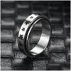 Band Rings Rotatable Stainless Steel Spinner Ring For Women Mens Fidget Moon Star Celtic Stress Relieving Wide Anxiety Drop Delivery J Dh9P3